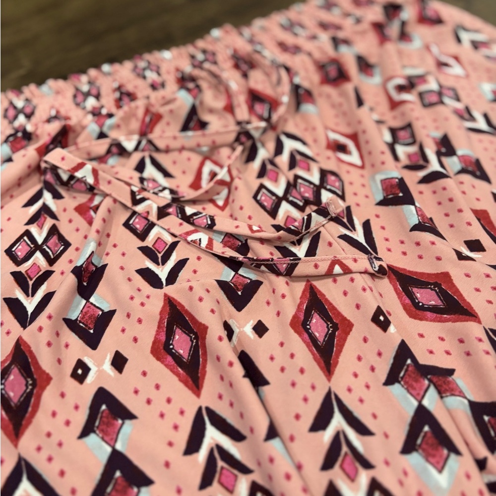 Lane Bryant Pink Geometric Wide Leg Pants - Picture 2 of 4